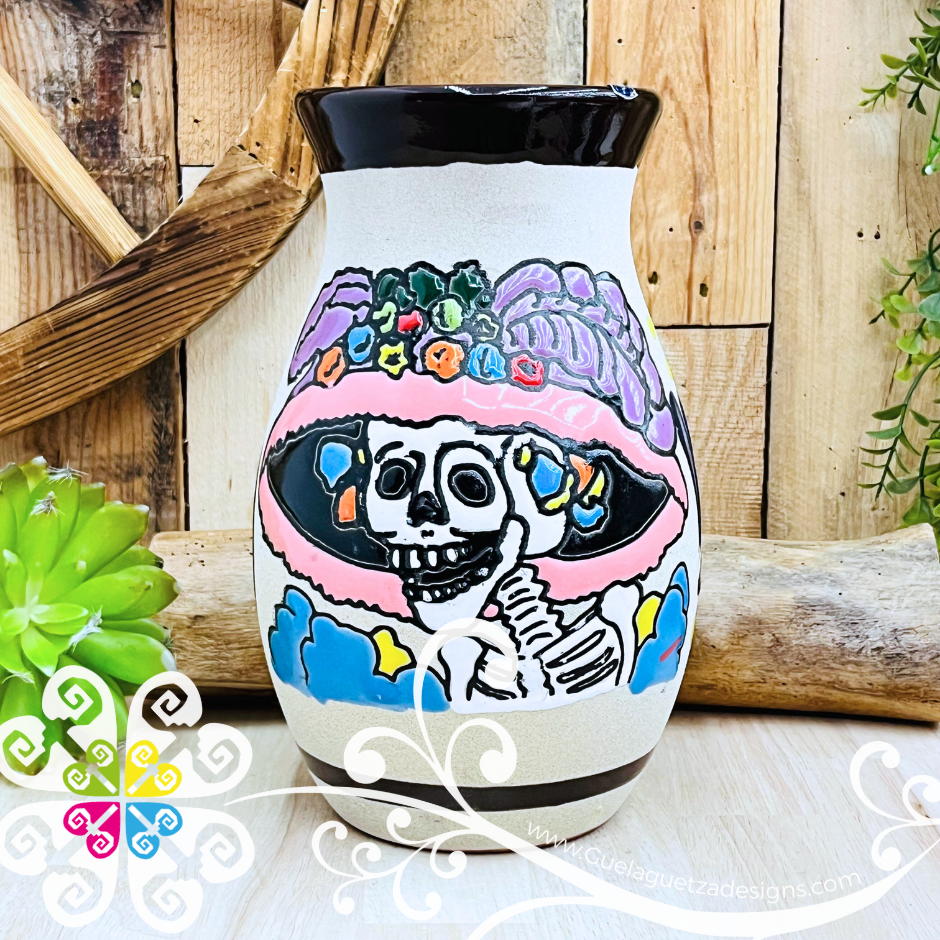 Brown Catrina Ovulo Vase - Mexican Home Décor