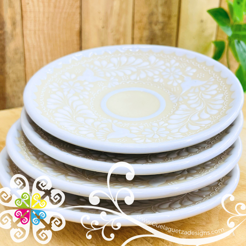 White Set of 4 Small Plate - Barro Alta Temperatura