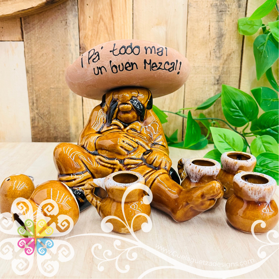 Small Set Tequilero Maguey - Ceramic Tequila Bottle Set
