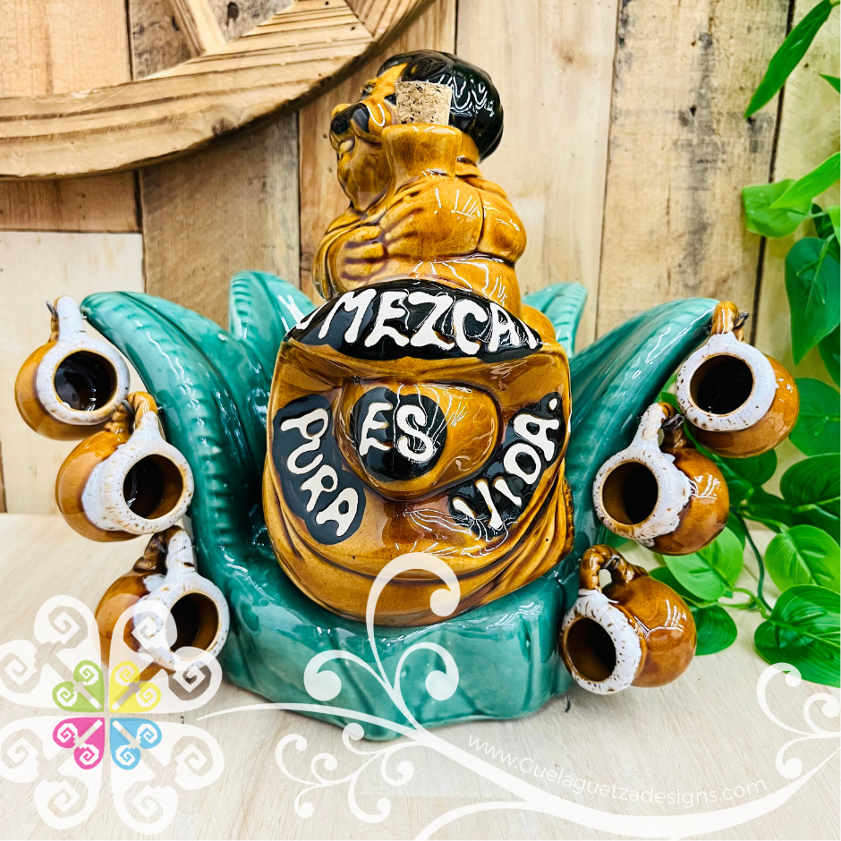 Large Set Tequilero Maguey - Ceramic Tequila Bottle Set