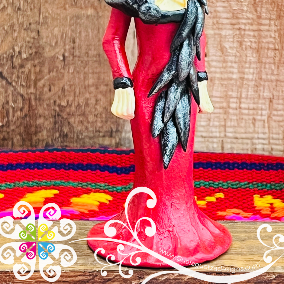 Mini Red Fina Clay Catrina Michoacana - Capula Clay Home