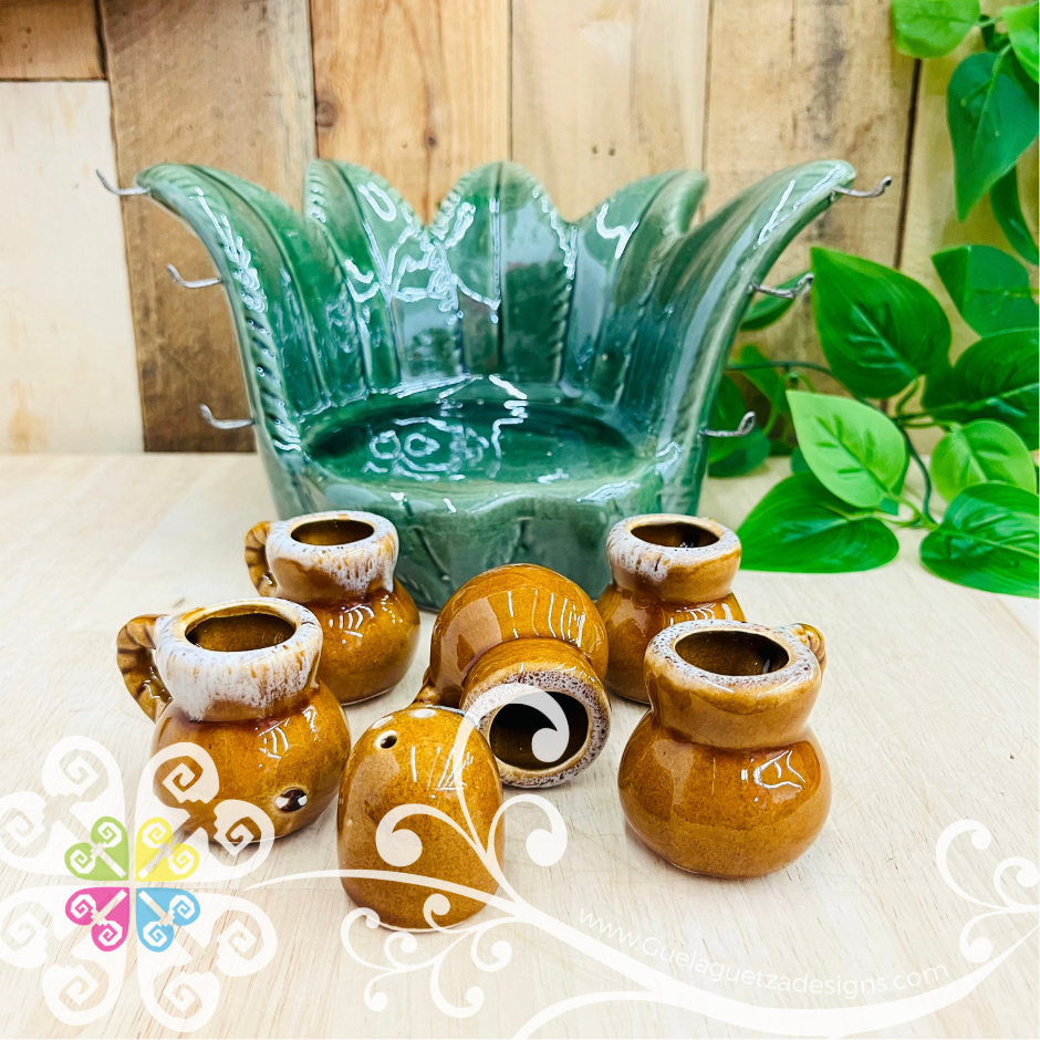 Large Set Tequilero Maguey - Ceramic Tequila Bottle Set
