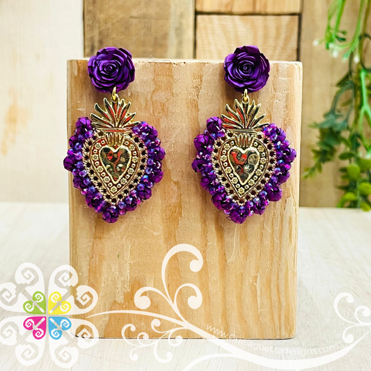 Medium Solid Color Corazon Milagrito Studs- Palm Earrings