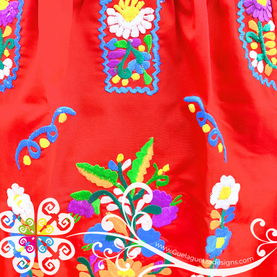 Red Vestido Tehuacan Nina - Tehuacan Children Dress