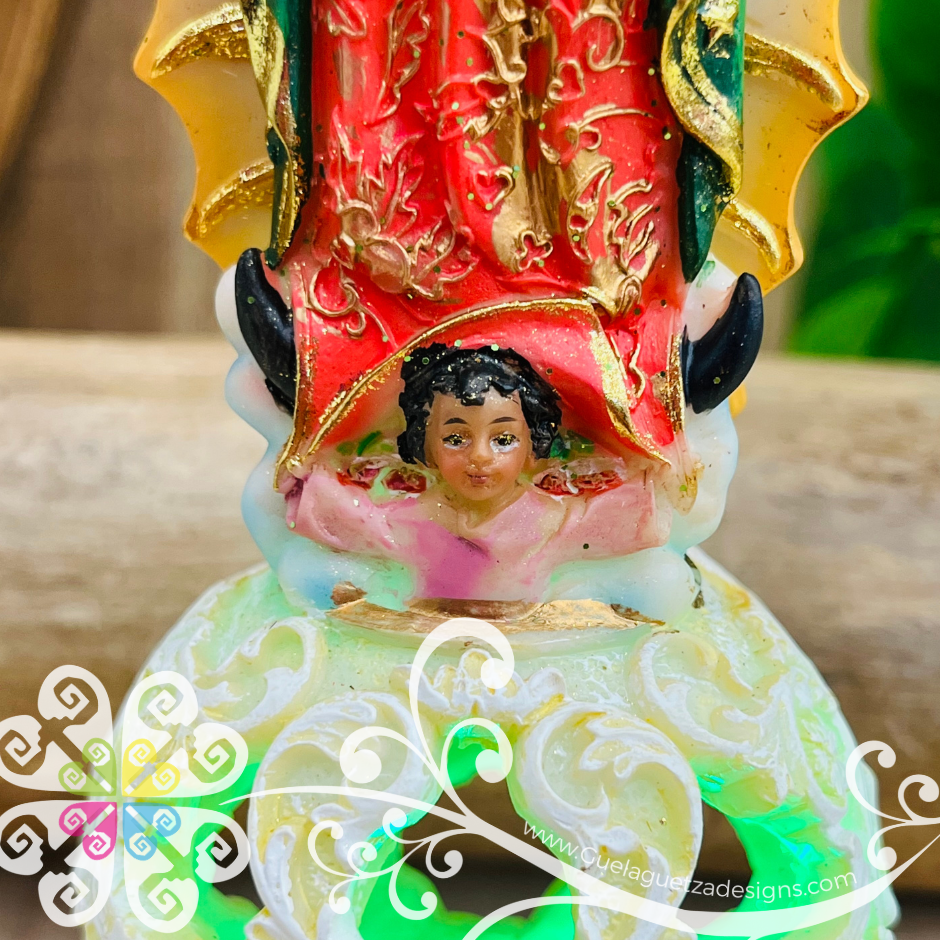 Mini Small Virgen de Guadalupe Lampara - Religious Statue