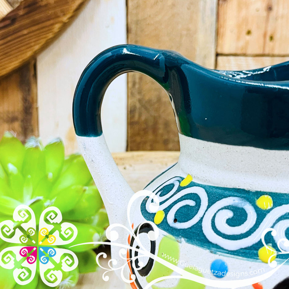 Dark Teal Small Engobe Clay Pitcher - Jarro