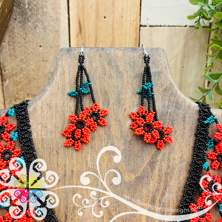 Large Daisy Waterfall Beaded Necklace Set