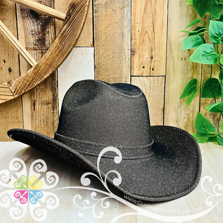Black with Gold Glitter Cowboy Hat - Unisex Hat