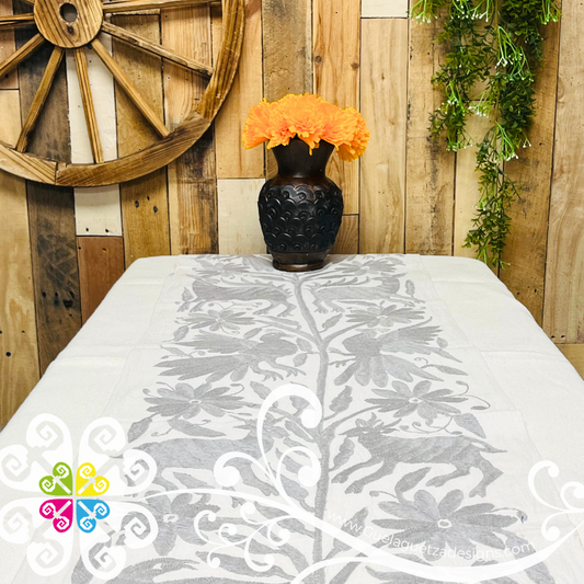 Light Gray Large Solid Color Otomi Table Runner - Camino de Tenango