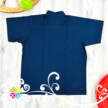Navy Blue Rhombus Stripe Shirt - Embroider Men Shirt