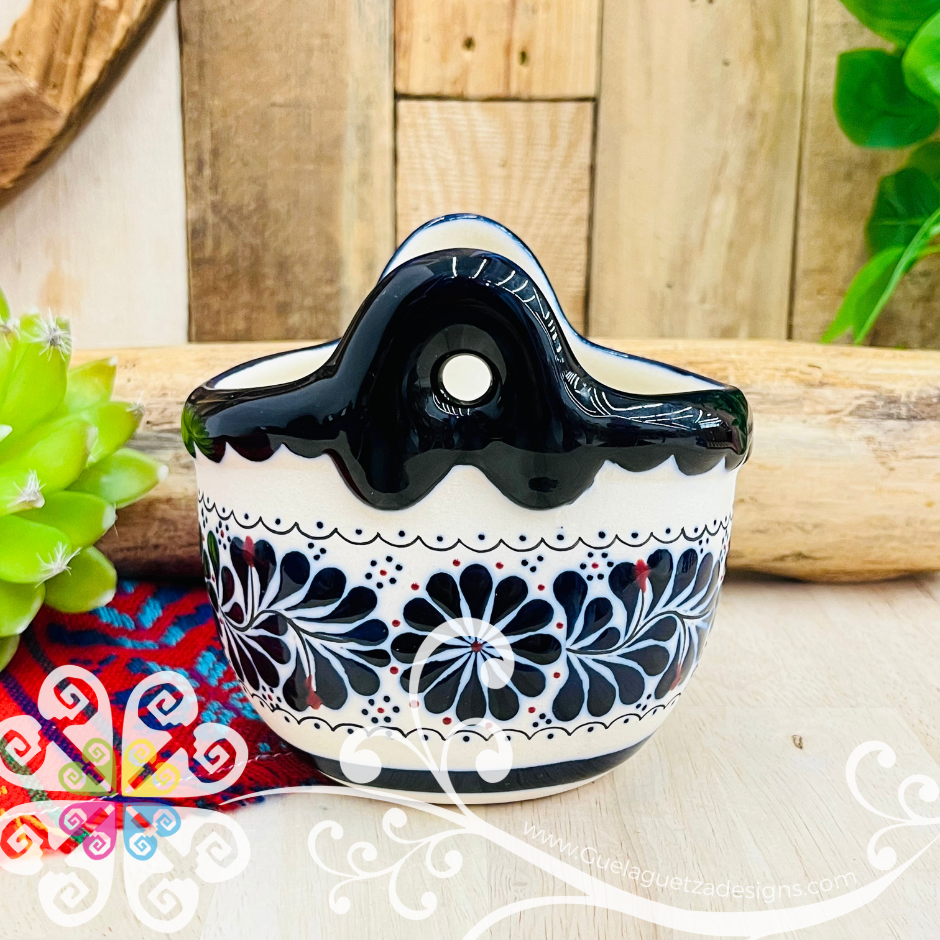 Small Navy Blue Colibri Macetera - Barro Alta Temperatura - Home Decor