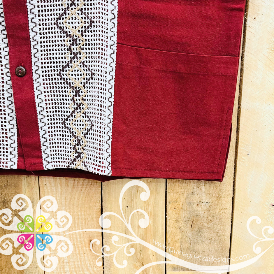 Burgandy Lace Men Guayabera - Men Shirt