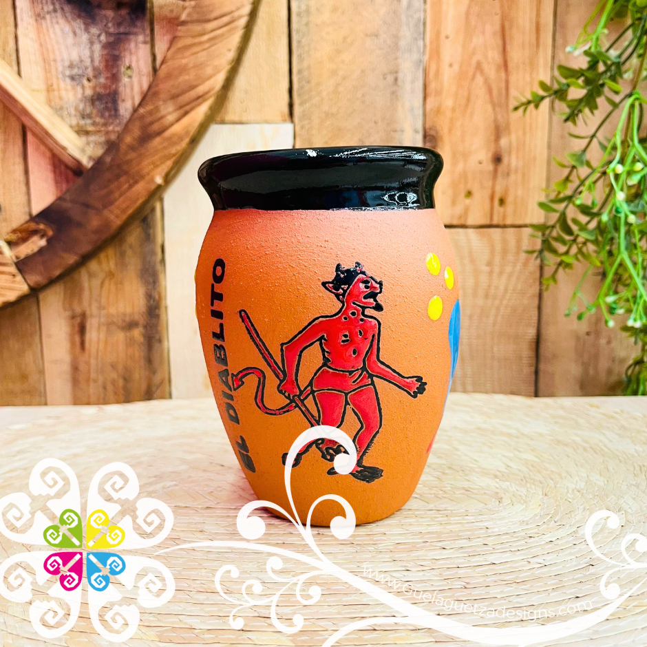 2 - EL DiablitoMX Cantarito LoteriaMX - Single Clay Cantarito