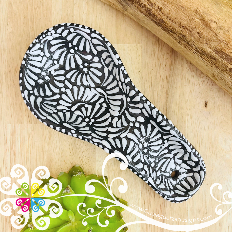 Blue Plumeado Talavera Spoon Rest - Talavera Kitchen