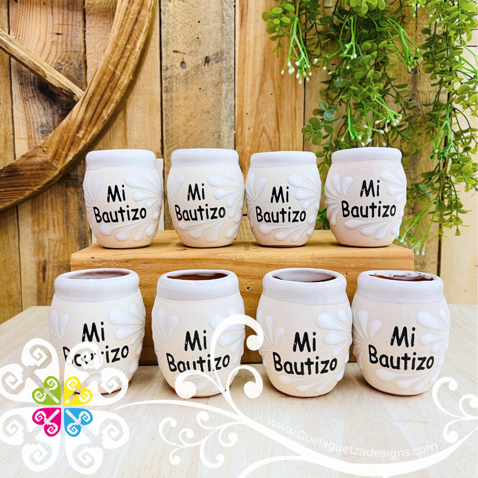 Mi Bautizo - Engobe/White Tequilero Set - Clay Tequilero Set