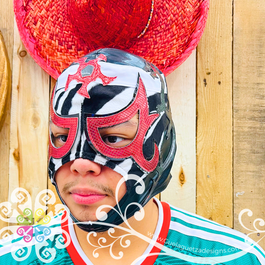 Red with Zebra Luchador Mask - Adult Lucha Libre Mask