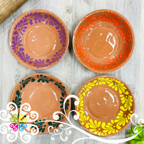 Set of 4 Plumeado Bowls - Authentic Mexican Clay
