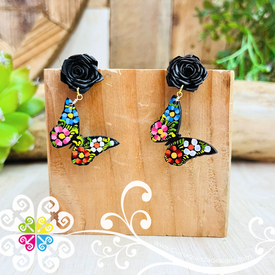 Mariposa Wood Studs - Palm Earrings