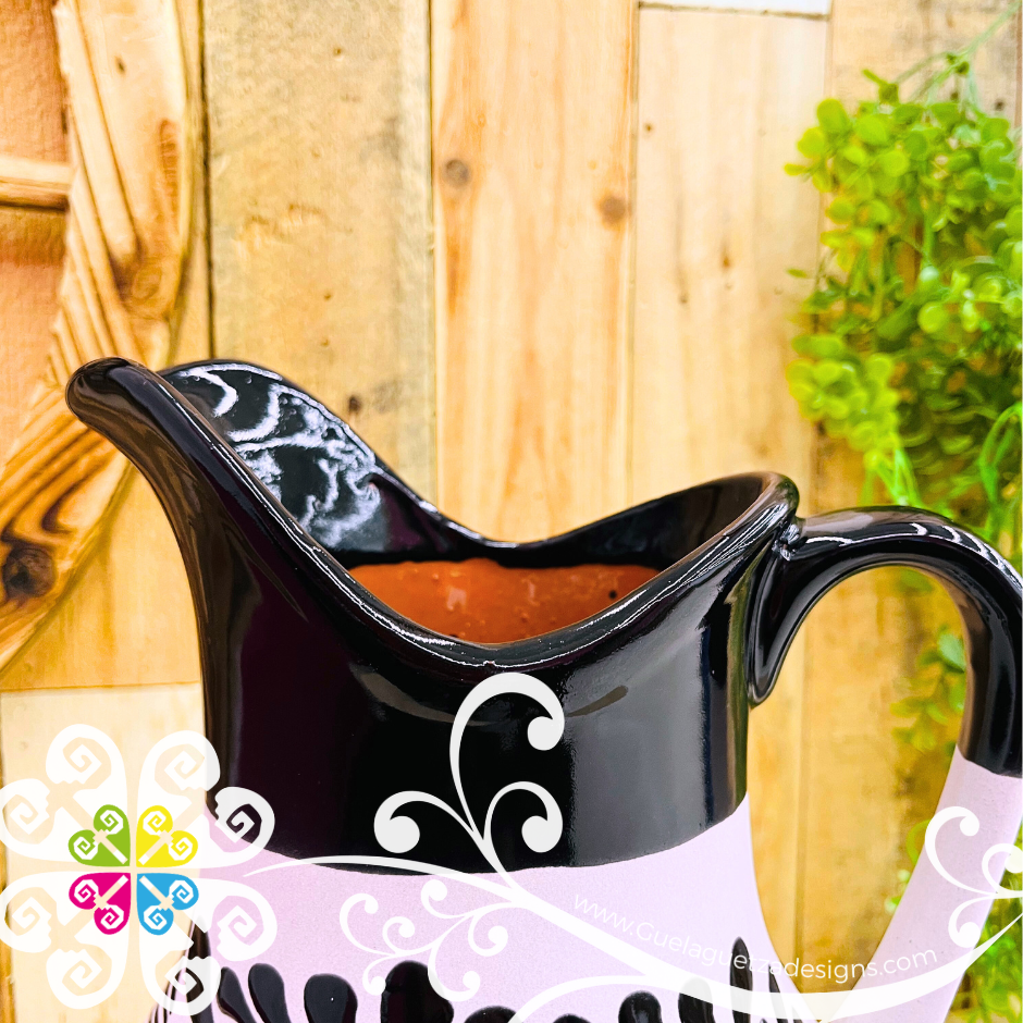 Engobe with Black Espiga Large Pato Clay Pitcher - Jarro de Barro