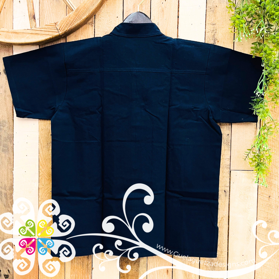 Navy Blue Pepita Guayabera - Men Shirt