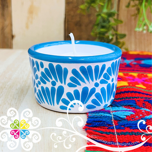 Small Blue Talavera Candle - Artisan Candles