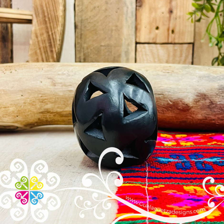Small Calado Skull  - Black Clay Oaxaca