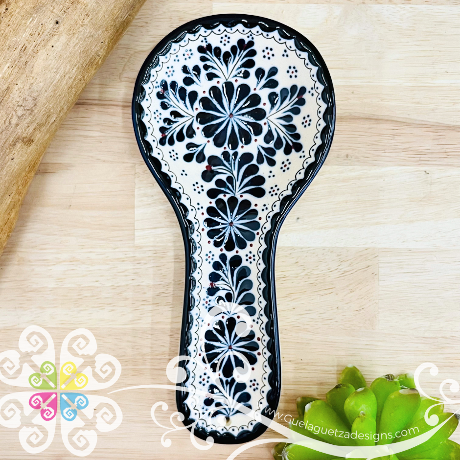 Navy Blue Dalia Spoon Rest - Barro Alta Temperatura - Spoon Rest