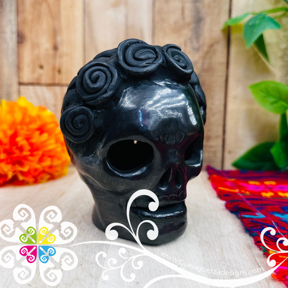 Medium Unique Skull  - Black Clay Oaxaca