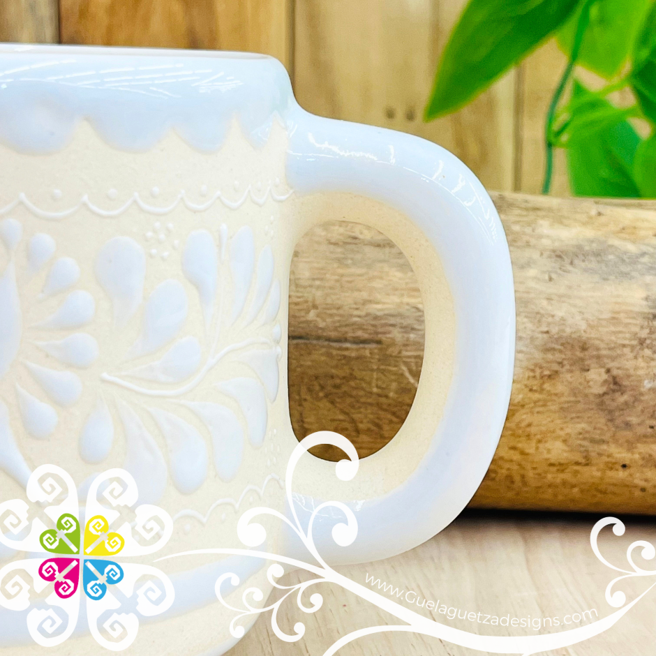 White Taza Cafetera Colibri - Barro Alta Temperatura - Single Clay Mug