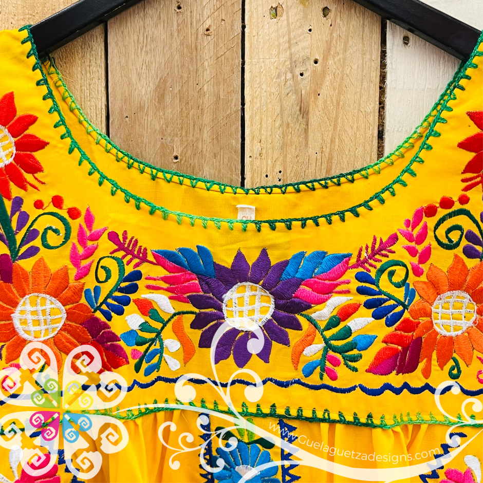 Yellow Vestido Tehuacan Puebla - Women Dress