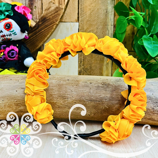 Yellow Catrina Ribbon Flower Headband - Folkloric Headband