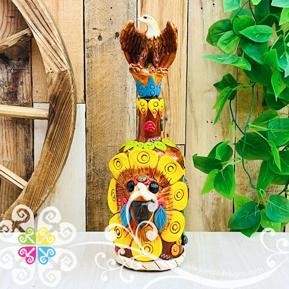 Medium Warrior Glass Bottle Container - Epoxy Clay Tequila Glass Bottle
