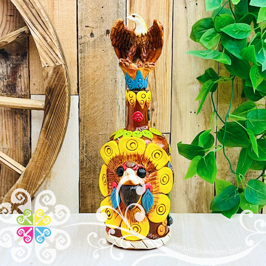 Medium Warrior Glass Bottle Container - Epoxy Clay Tequila Glass Bottle
