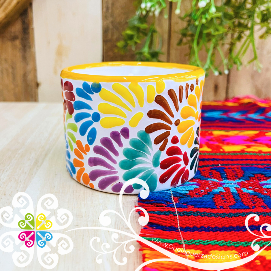 Medium Tazon Multicolor Talavera Candle - Artisan Candles