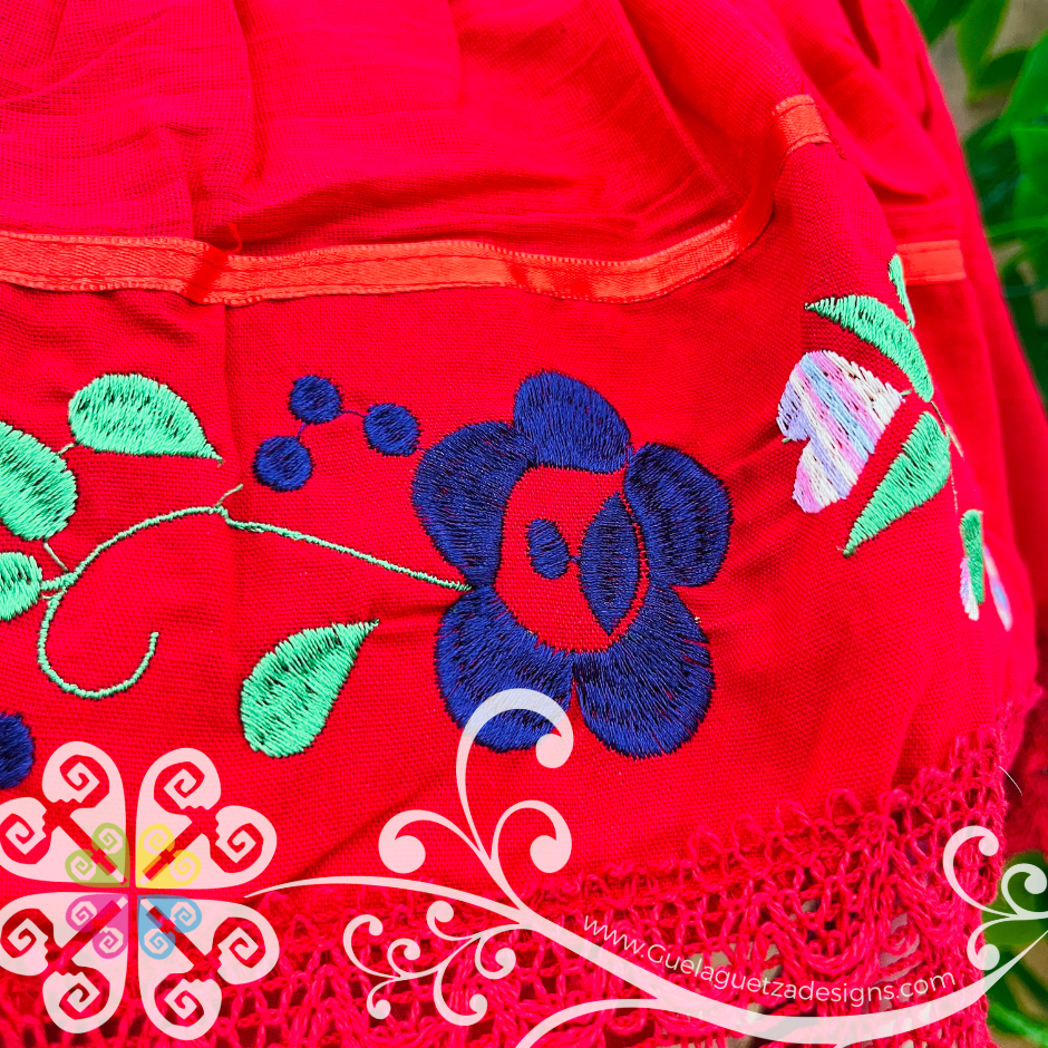 Red Campesina Embroider Crop Top- Women Top