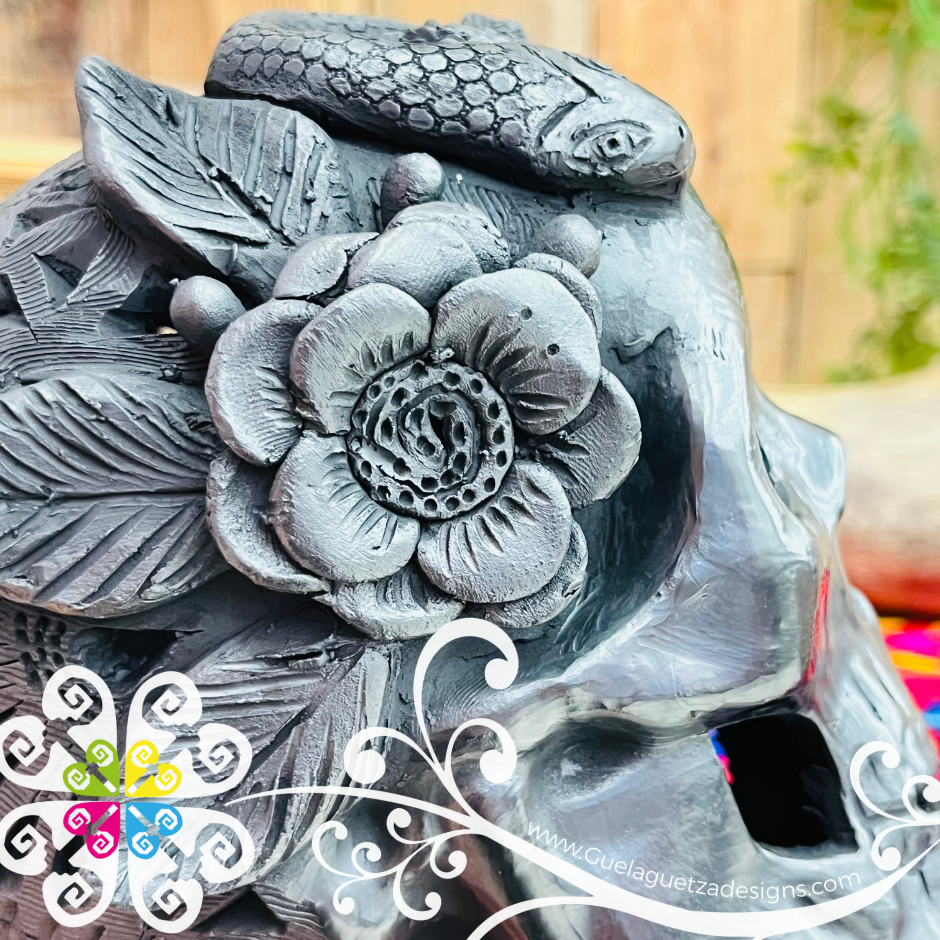 Medium Unique Skull  - Black Clay Oaxaca