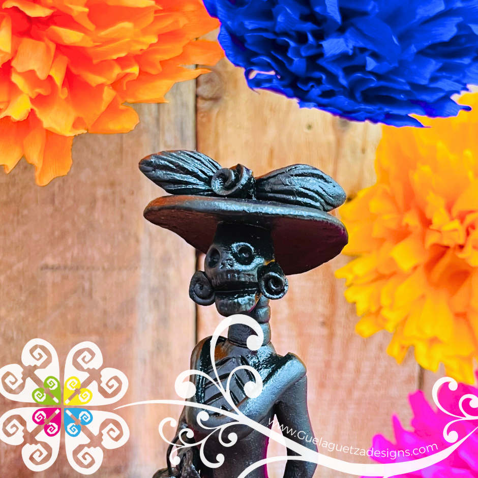 Mini Black Fina Clay Catrina Michoacana - Capula Clay Home