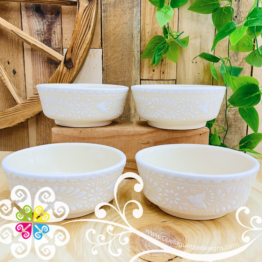 White Set of 4 Bowls - Barro Alta Temperatura