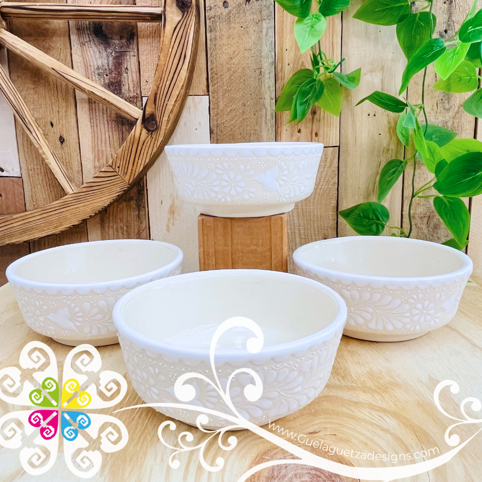 White Set of 4 Bowls - Barro Alta Temperatura