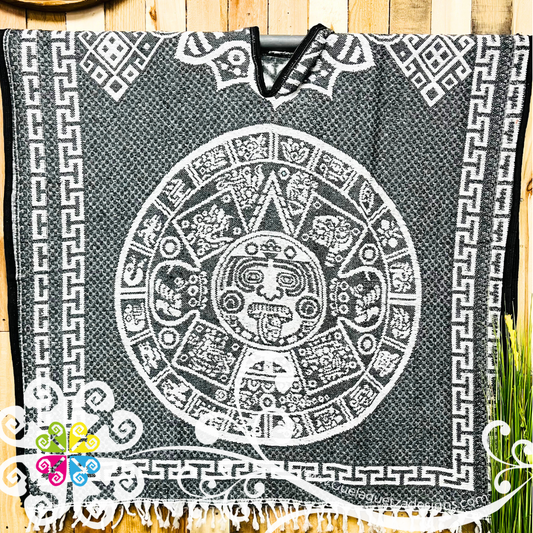 Mayan Calendar Gaban - Men Poncho with Hoodie