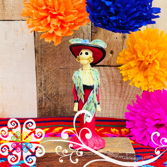 Mini Red Fina Clay Catrina Michoacana - Capula Clay Home