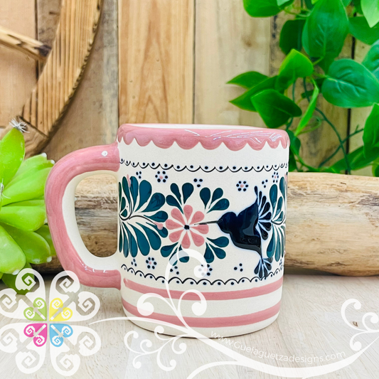 Pink Taza Recta Colibri - Barro Alta Temperatura - Single Clay Mug