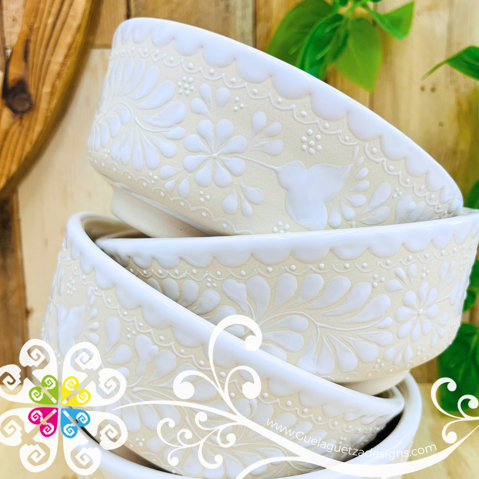 White Set of 4 Bowls - Barro Alta Temperatura