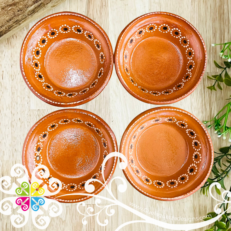Set of 4 Medium Capula Pozolero Plate - Set Capula Sencillo Clay Bowl