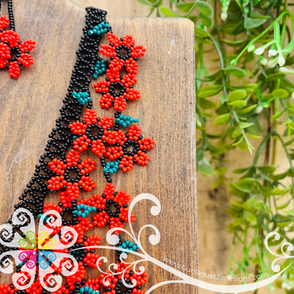 Large Daisy Waterfall Beaded Necklace Set