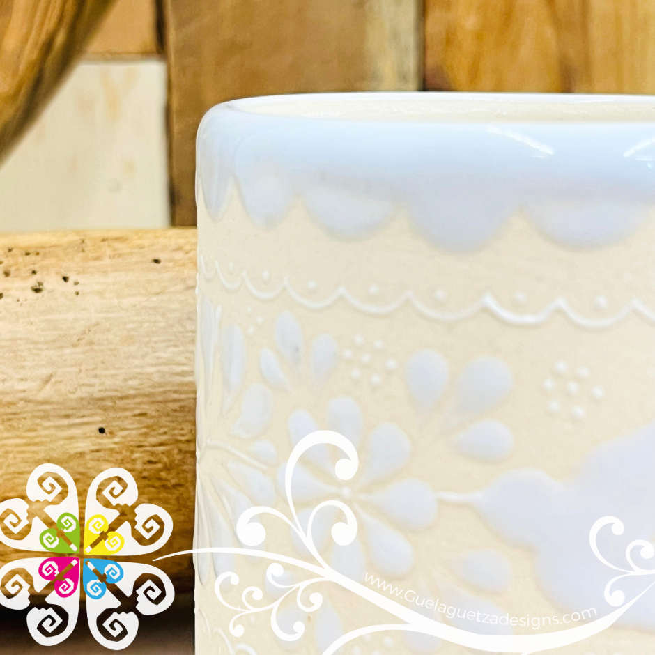 White Taza Cafetera Colibri - Barro Alta Temperatura - Single Clay Mug