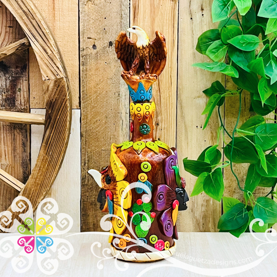 Medium Warrior Glass Bottle Container - Epoxy Clay Tequila Glass Bottle