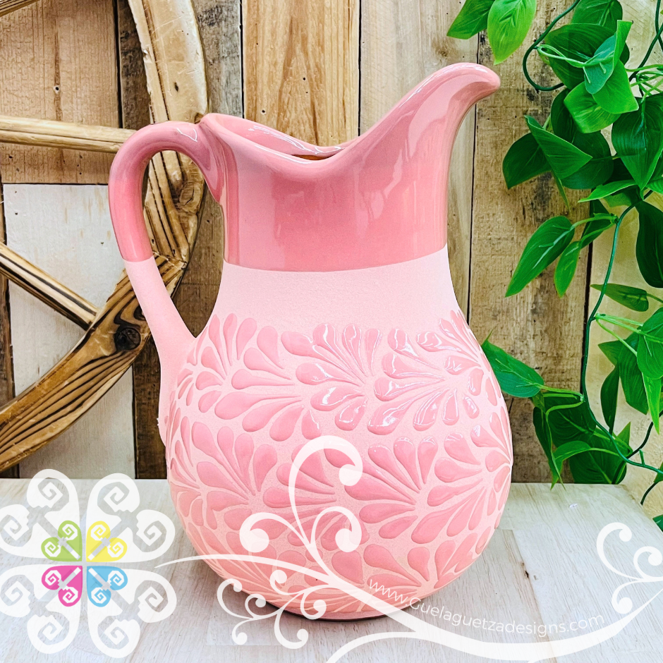 Pink Espiga con Pink Engobe Large Pato Clay Pitcher - Jarro de Barro