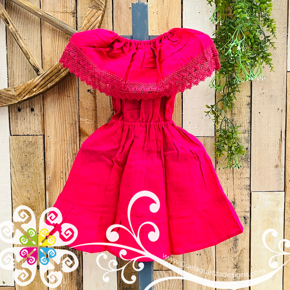 Fuchsia Aro Embroider Campesino Children Dress