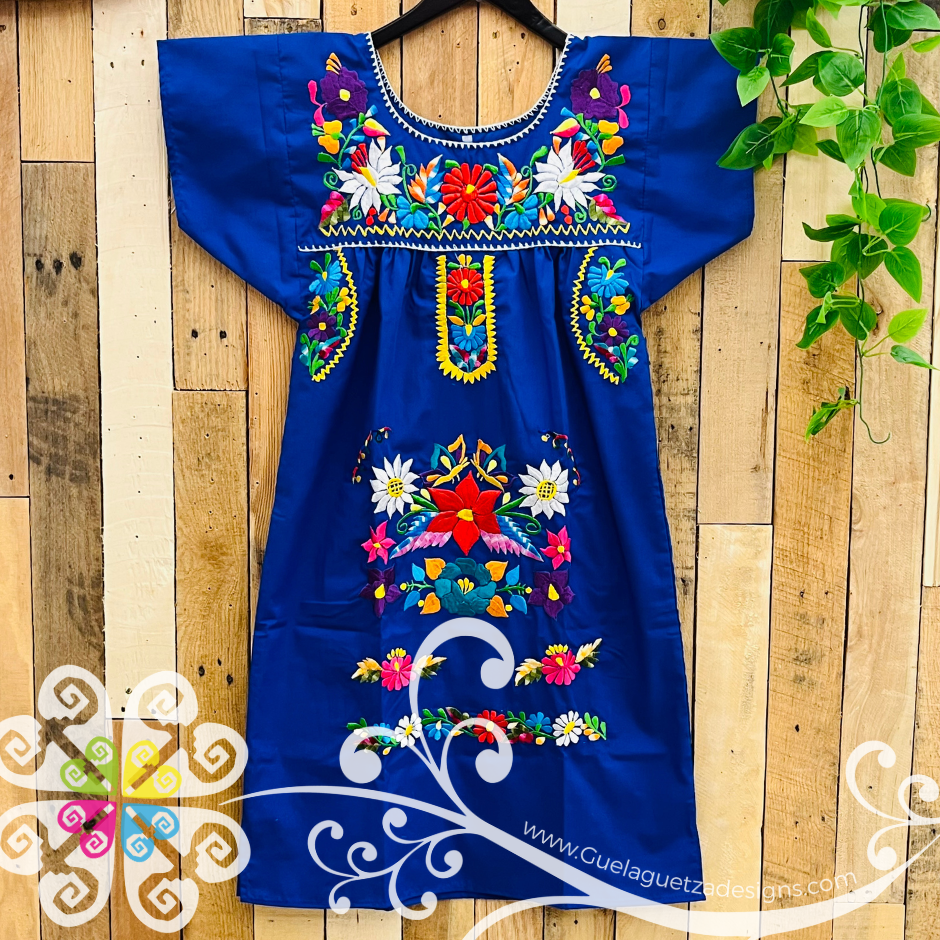 Royal Blue Vestido Tehuacan Puebla - Women Dress